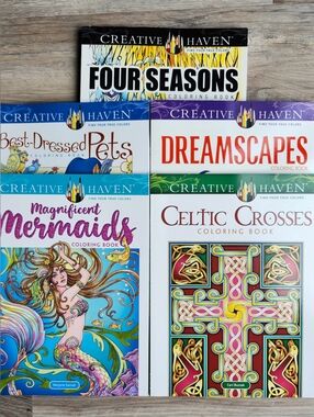 Creative Haven Coloring Book Lot Set of 5 Adult Coloring Books New